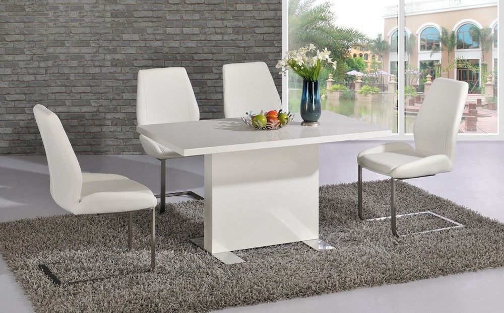 White High Gloss Dining Room Table And, High Gloss Dining Room Table And Chairs Set Of 4
