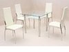 Square clear glass dining room table and 4 chairs set