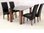 Large 150cm black glass dining table and 4 faux black chairs set