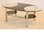 Large Oval black / clear glass coffee table with shelf