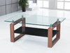 Clear glass coffee table with black glass shelf