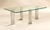 Clear glass coffee table with stainless steel legs