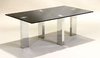 Black glass coffee table with stainless steel legs
