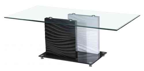 Clear Glass Coffee Table With Black and White High Gloss Base
