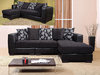 Black 3 seater chaise sofa suite faux leather / fabric