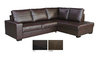 Brown black leather 3 seater corner chaise sofa suite