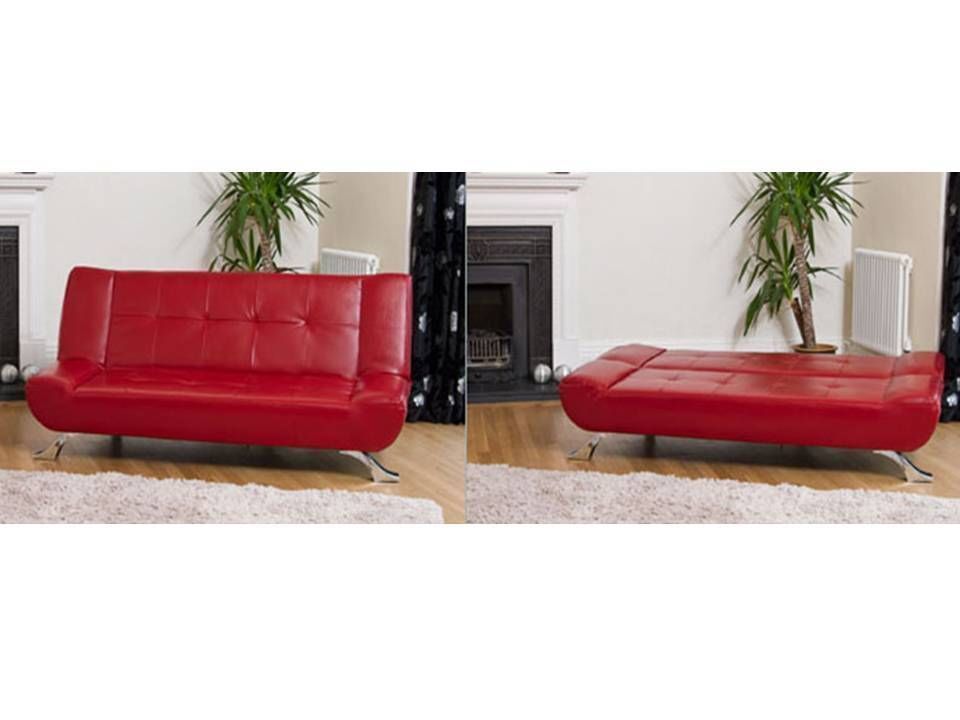 3 Seater Leather Sofa Bed In Black, Red Leather Sofa Sleeper