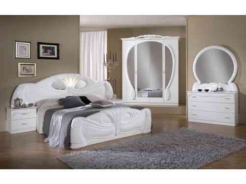 White italian high gloss bedroom furniture set