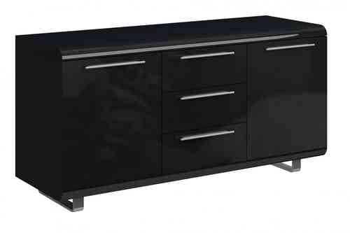 Black High Gloss Sideboard with 2 doors, 3 drawers