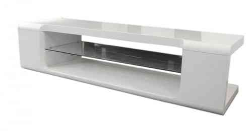 White high gloss tv unit with glass shelf