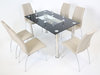 Black Glass Dining Table and 6 Mink Grey Chairs