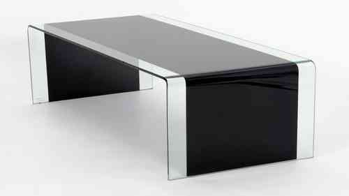 Curved Black Glass Coffee table or Lamp Table, Nest Of Tables