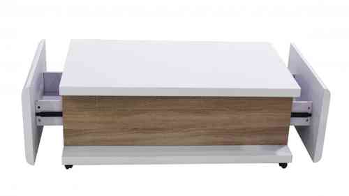 White high gloss coffee table with wood veneer