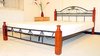 Double metal bed frame in Black / Gold / wooden legs