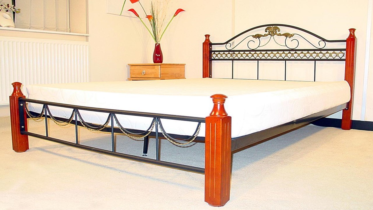 Double Metal Bed Frame In Black Gold, Wood Legs For Bed Frame