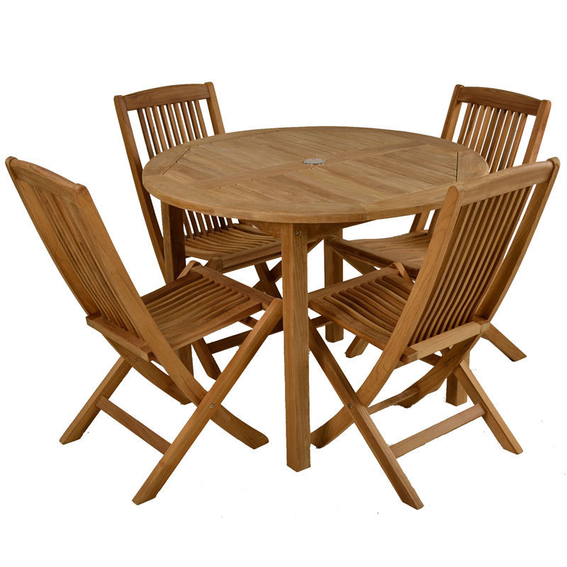 Round Teak 4 Seater Garden Table And, Round Wooden Garden Table And Chairs Set Of 4