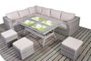 Rustic Left Rattan Corner sofa with Dining Table set