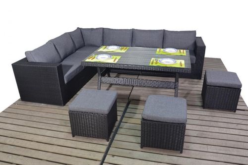 Prestige Black Rattan Corner sofa with dining table