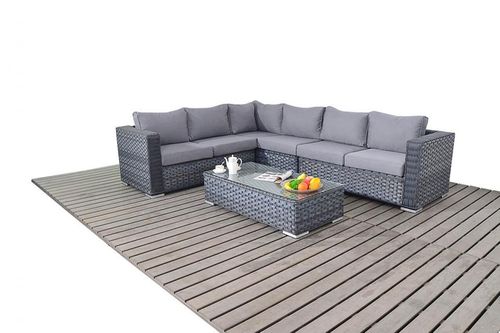 Platinum Large Left Grey Rattan Corner Sofa set