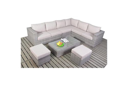 Large Right Rustic Rattan Corner Sofa set