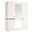 White gloss 3 door wardrobe with oak finish trim