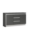 Grey high gloss 2 door 3 drawer sideboard