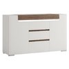 White gloss 2 door 3 drawer sideboard with oak effect
