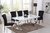 Chrome white glass dining table and 6 black chairs