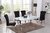 160 white glass dining table and 6 black velvet chairs