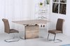 Oak effect dining table and 6 brown chairs