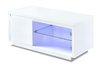 White high gloss tv unit with led light and glass shelf
