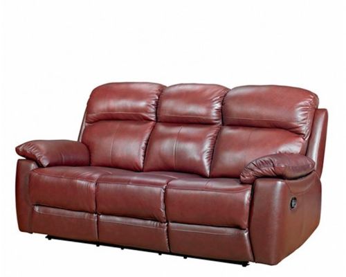 Chestnut 3 seater Recliner leather sofa