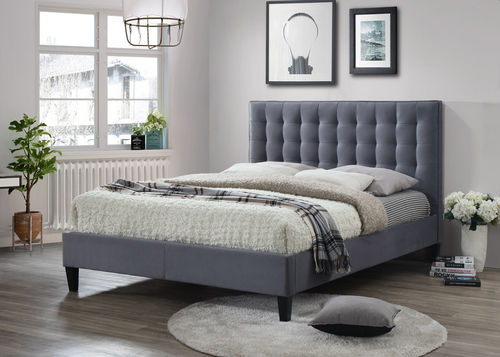 Grey fabric double bed