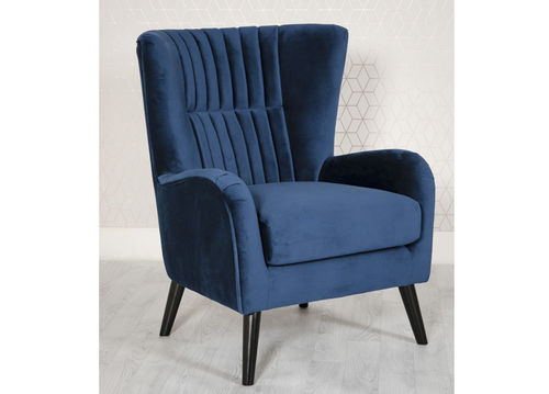 Blue velvet fabric accent chair