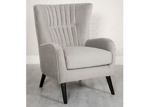 Grey velvet fabric accent chair