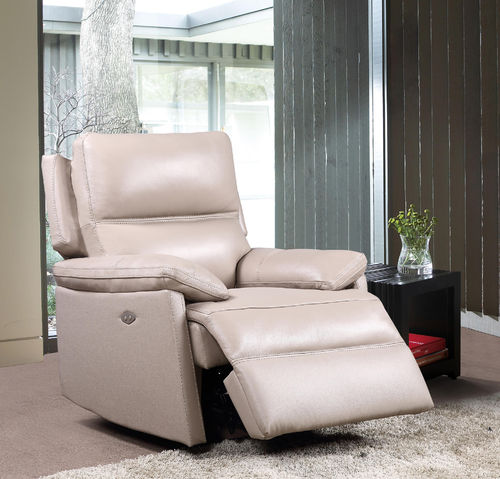 Taupe leather electric recliner chair