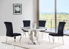 Round grey marble dining table and 4 black velvet chairs