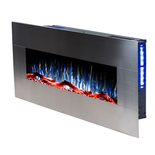 50 inch Brushed Steel Wall Mounted LED Electric Fire