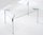 130cm clear glass dining table and 4 cream chairs