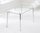 130cm clear glass dining table and 4 white chairs