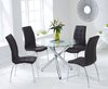 100cm round glass dining table and 4 brown chairs