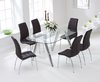 160cm glass dining table and 6 brown chairs