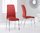 160cm glass dining table and 6 red chairs