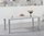 Light grey high gloss dining table and 8 grey chairs