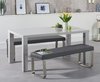 160cm Light grey high gloss dining table bench set