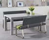 160cm 4 seater light grey gloss table and bench set