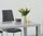 Light grey high gloss dining table with bench & 2 chairs