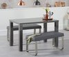 Dark Grey high gloss dining table set with 2 benches