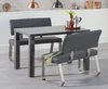 120cm Dark grey high gloss dining table bench with backs set