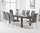 Dark grey extending high gloss dining table & 8 chairs